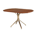 Moderne ovale houten tafel met goudkleurig metalen onderstel