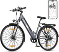 26 Inch Elektrische Fiets, Trekkingfiets, E-City Fiets Met 36 V 12,5 Ah Li-ion accu, Bereik Tot 100 km in Hybride Modus, Motor Van 250 W, EU-Conform, Met App(Grijs/Klassiek)