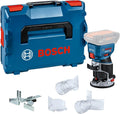 Bosch Professional 18V System accubovenfreesmachine GKF 18V-8 (incl. parallelgeleider, 2 afzuigadapters voor frezen, spaanbescherming, 8 mm spantang, sleutel, L-BOXX, zonder accu/oplader)