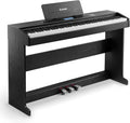 Donner DDP-95 Beginner Digital Piano met 88 toetsen gewogen toetsenbord, volledig formaat pianotoetsenbord met draadloze verbinding, opname, 11*5 cm LCD, 610 tonen, 600 ritmes, 3 piano-onderwijsmodi