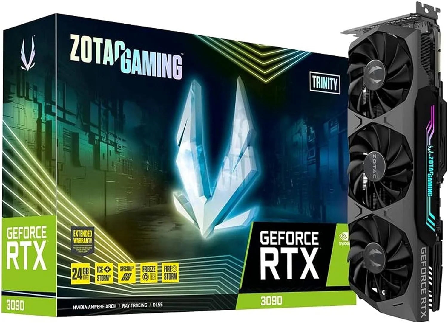 Zotac ZT-A30900D-10P, Gaming Geforce RTX 3090 Trinity, Grafische Kaart, Zwart