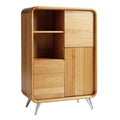 Moderne Bamboe Opbergkast met Minimalistisch Design en Gelede Deuren