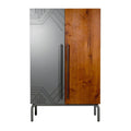"Moderne Koelkast met Houten Deur en Metalen Afwerking"