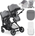 hauck Twin Dubbele kinderwagen, 2 babykuipen tot draaibare sportstoelen met ligpositie, broer en zussenwagen met insectennet en zonnezeil, UV50+, gemêleerd grijs