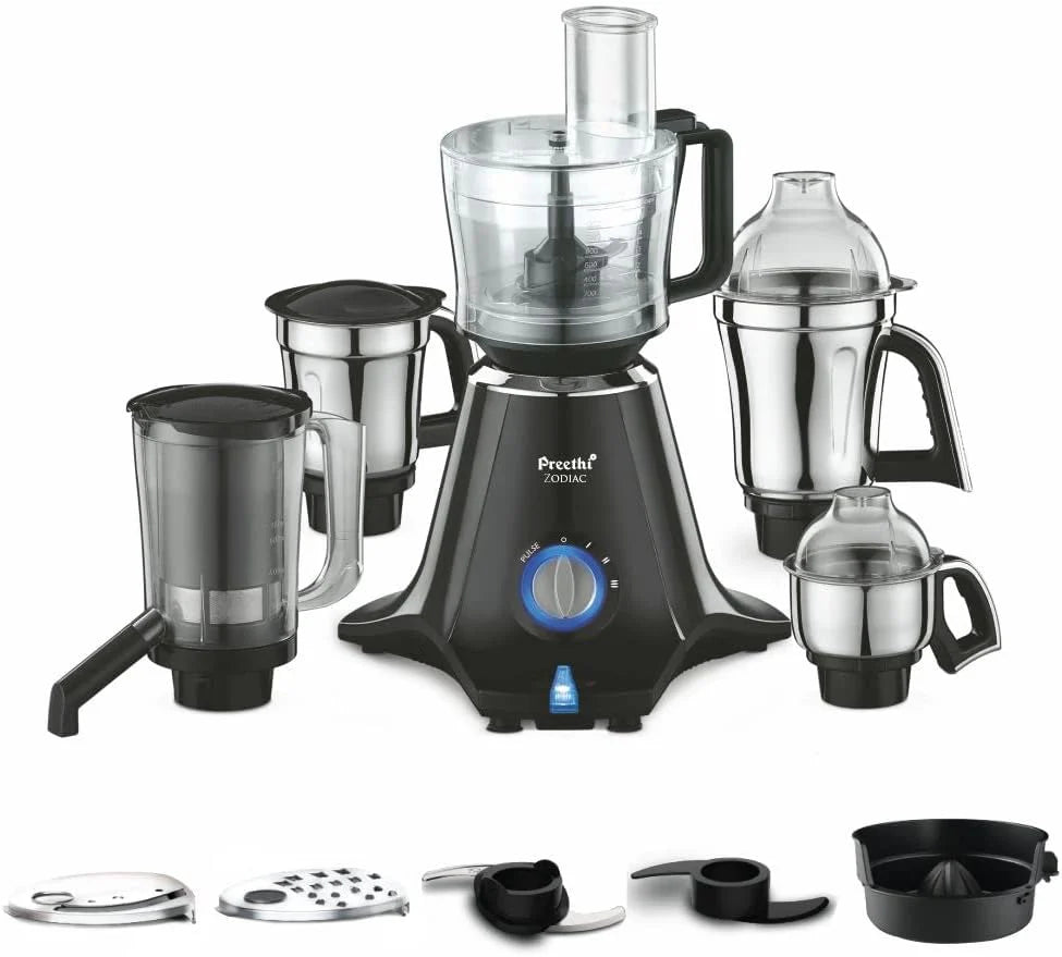 Preethi Zodiac MG 218 750 Watt Mixer Grinder met 5 Jars (Zwart/Lichtgrijs)(Zwart/Licht Grijs/Modern)