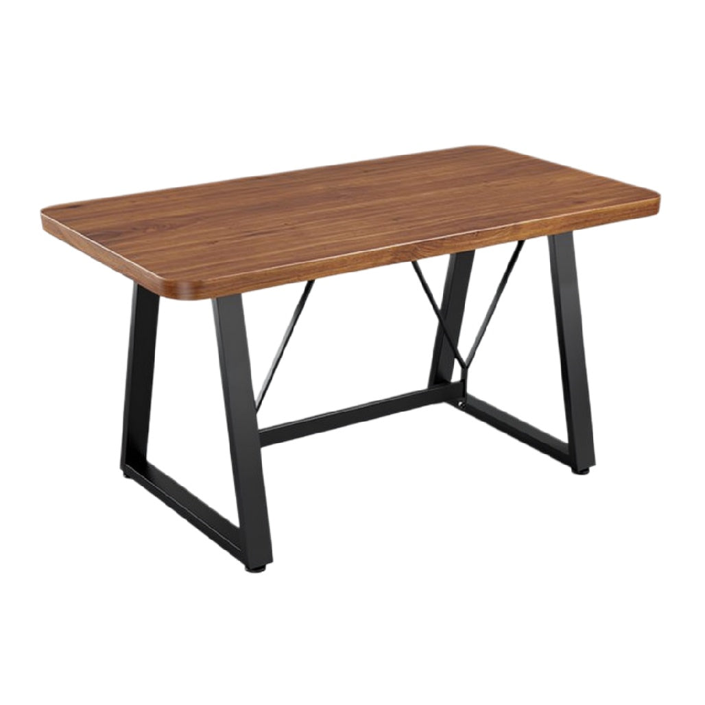"Moderne Houten Eettafel met Stalen Onderstel"