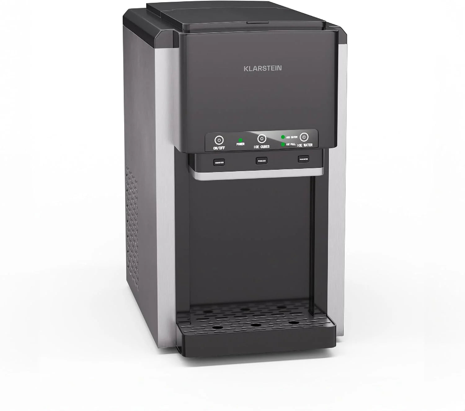 Klarstein ArcticBlend 3-in-1 ijsblokjesmachine – 20 kg/24 u, bolijs  crushed ice, waterdispenser, 6-liter watertank, roestvrij staal, ijsblokjesmaker, ijsmaker, donkergrijs(3-in-1 ijsmaker, zwart)