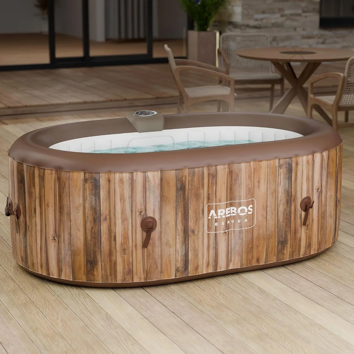 Arebos Opblaasbaar - Hottub voor Innen en Buiten - Opblaasbaar 2 Persoons - 90 Luchtstralen - 190x120 cm - 550L - Opblaasbaar Bubbelbad Massage