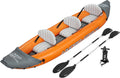Hydro-force Lite Rapid Kayak | Opblaasbare kajakset voor 3 personen, zittend op kajak met zitjes, rugleuning, 2 peddels en handpomp, oranje, één maat(381 x 100 x 44 cm/Oranje, Grijs)