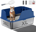 Open Top Zelfreinigende Kattenbak, Geurcontrole, Direct te Gebruiken, Grote Capaciteit met App-Besturing en Veiligheidssensor - Ellenpent, inclusief Afvalzakken, Waterdichte Mat en Kattenbakmat(Patroon-02)