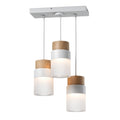 **Moderne Hanglamp met Drie Verlichtingspunten en Houten Accenten**