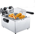 Grote frituurpan met zeefmand, instelbare temperatuurtimer, perfect voor gefrituurde kip, garnalen en meer, verwijderbare oliecontainer (2x 6 liter)(6L)