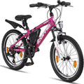 Licorne Bike Mountainbike-gids voor meisjes, jongens, dames en heren, Shimano schakeling met 21 versnellingen(roze/wit/20.0 Inch)