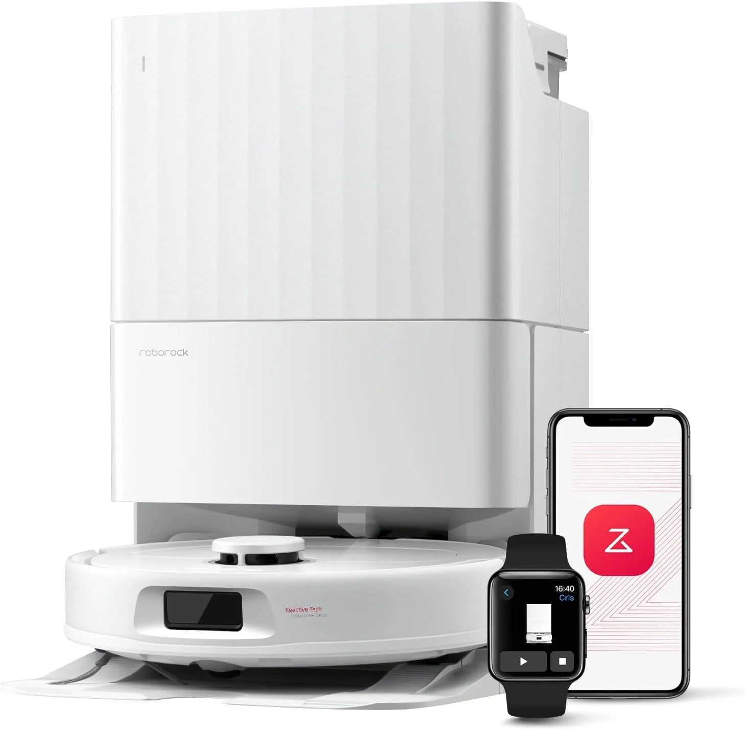 roborock Qrevo Series Stofzuigerrobot, 8000 Pa Zuigkracht, Upgrade van Qrevo S, Anti-klitborstels, Slimme Obstakelvermijding, Automatische Dweilreiniging, Alles-in-één dock, QV 35A Set Zwart(Wit)
