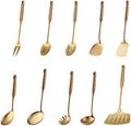 10-delige roestvrijstalen keukengereedschapset - premium titanium geplateerd kookgerei inclusief lepels, spatel, draaiers, pollepel, duurzame accessoires voor thuiskoks, 18/8 roestvrij staal(Gold)