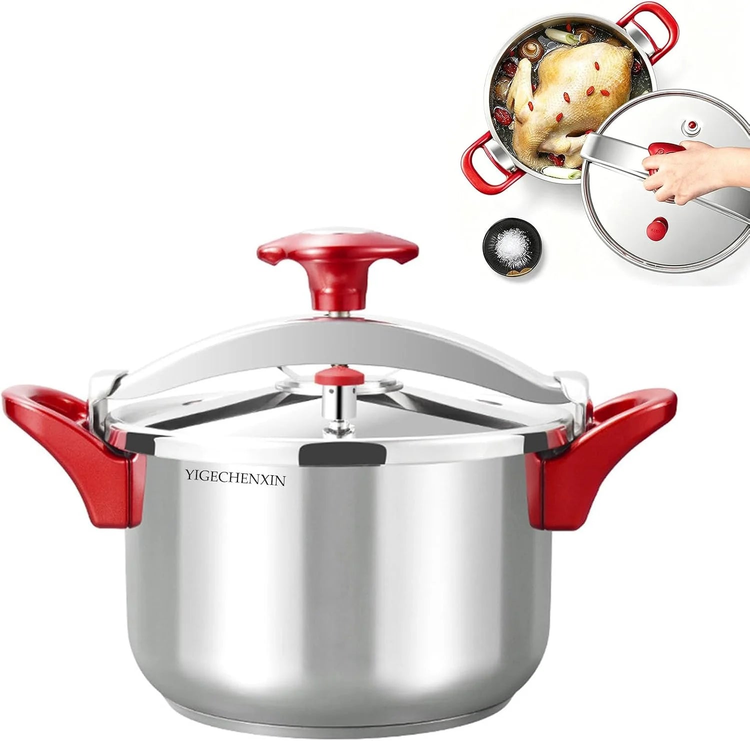 Draagbare roestvrijstalen snelkookpan 8L 10L Explosieveilige keukenkookpotten Gemakkelijk schoon te maken en te bedienen Kan snel koken en is ook geschikt voor gasfornuizen,10l(4L)