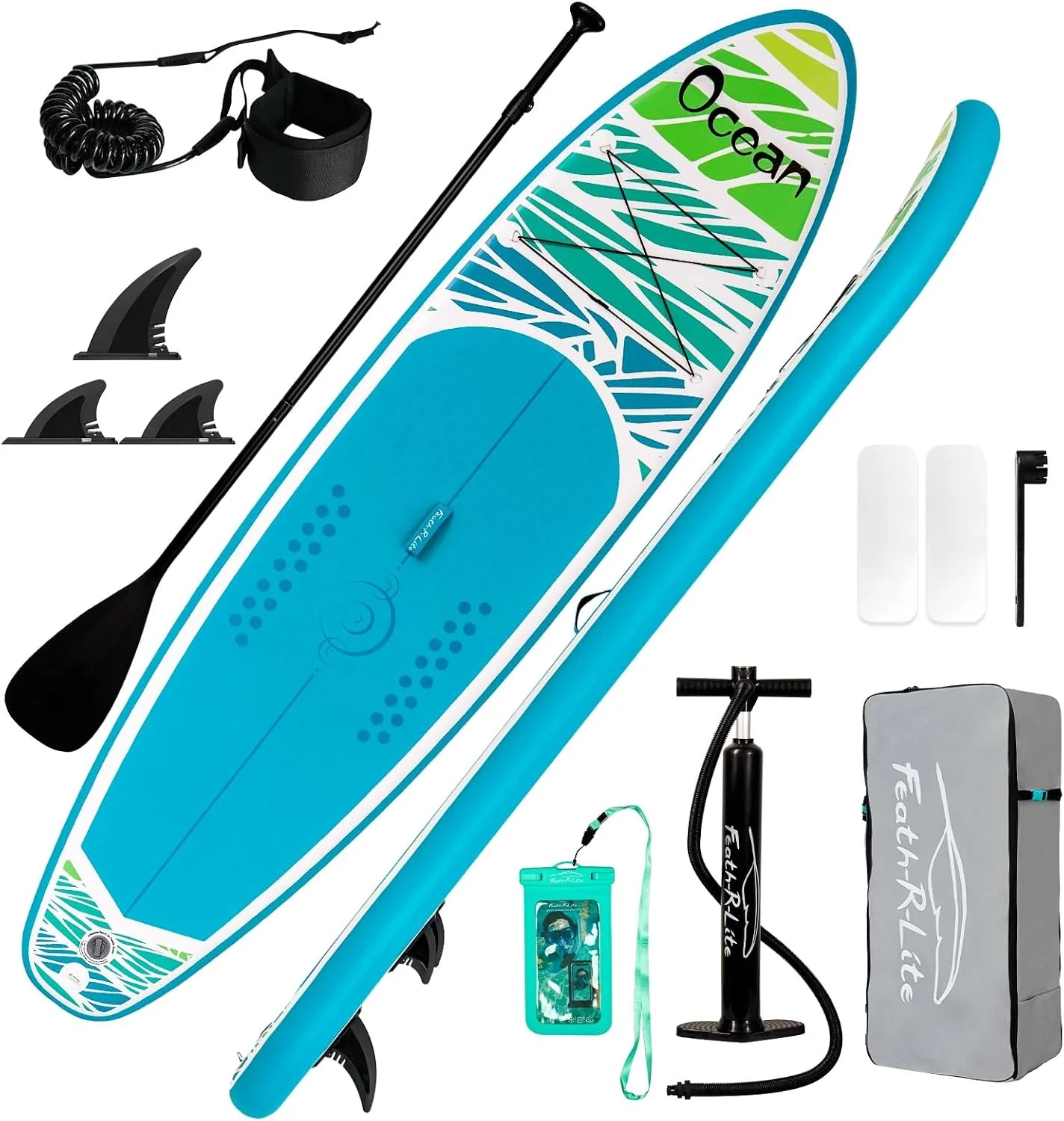 FunWater Stand Up Paddle Board 320 cm  350 cm – SUP voor 2 personen/gezinnen, met complete accessoires, dubbellaags PVC, beginnersvriendelijk, Opblaasbaar Paddle Board voor volwassenen  beginners(335CM OCEAAN KLASSIC)